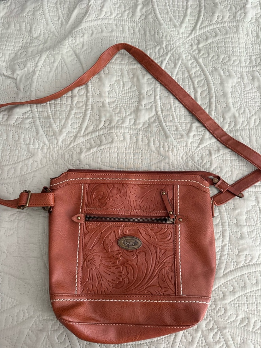 BOC Embroidered Stitch Faux Leather Purse Shoulder Bag